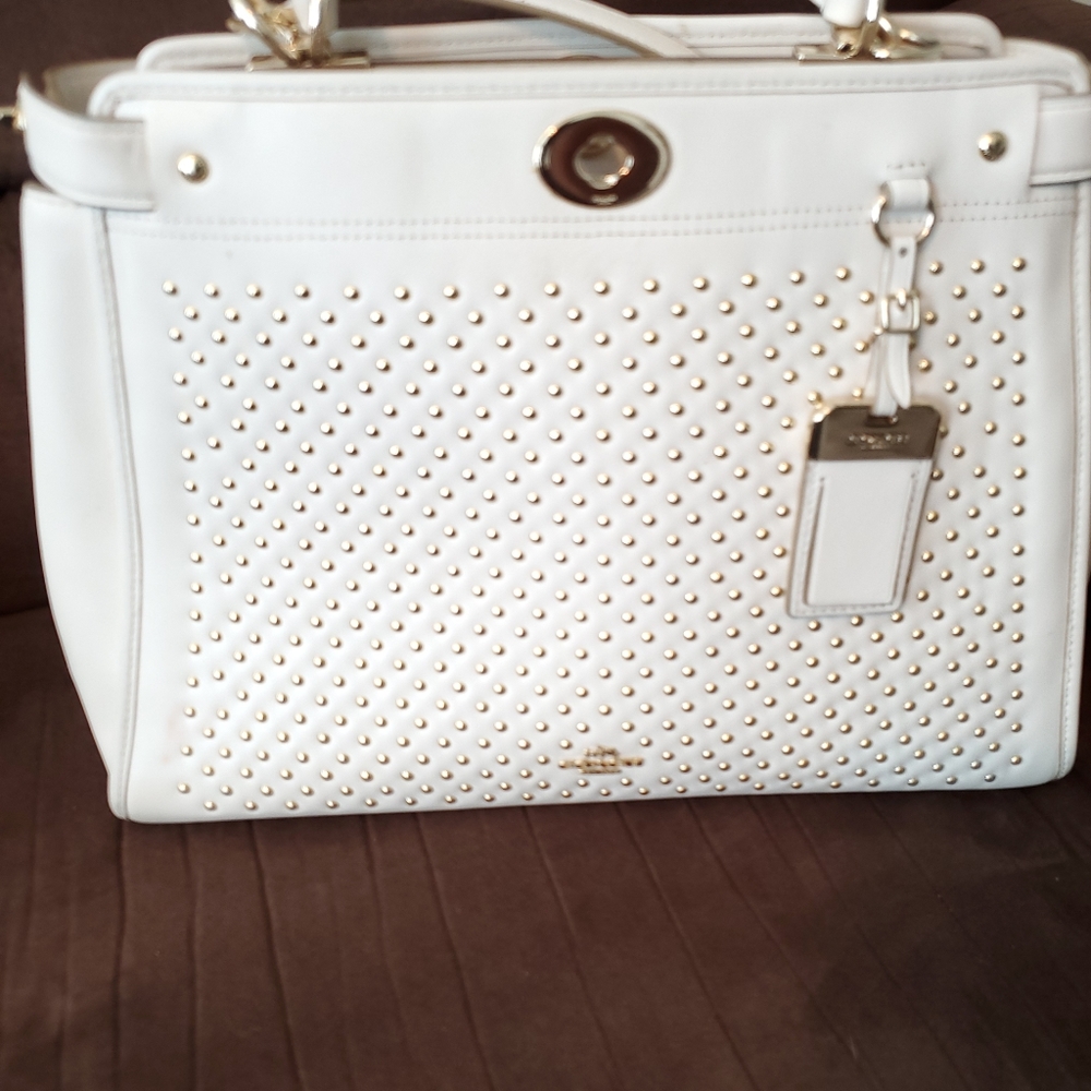 Gold Studded Coach Handbag